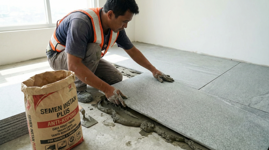 7 Langkah Pemasangan Granit Anti Kopong – Semen Granit